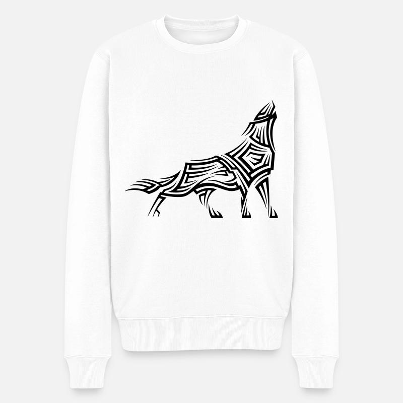 Wolf Tribal Tattoo - Männer Premium Bio Pullover - Weiß