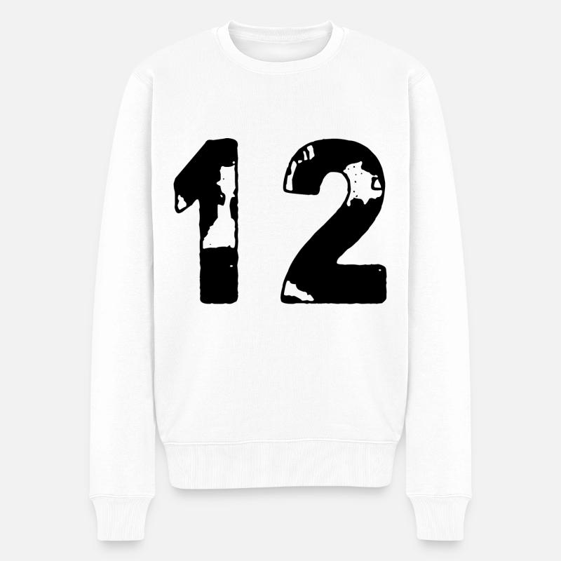 12 Zahl Trikot - Männer Premium Bio Pullover - Weiß