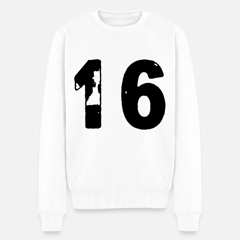 16 Zahl Trikot - Männer Premium Bio Pullover - Weiß