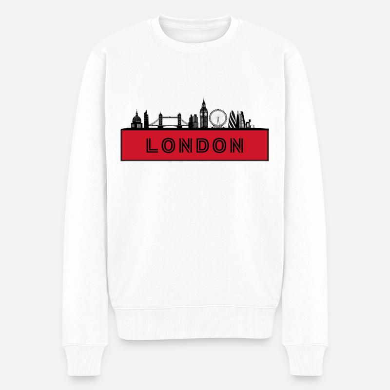 Stadt London - England Großbritannien - Männer Premium Bio Pullover - Weiß