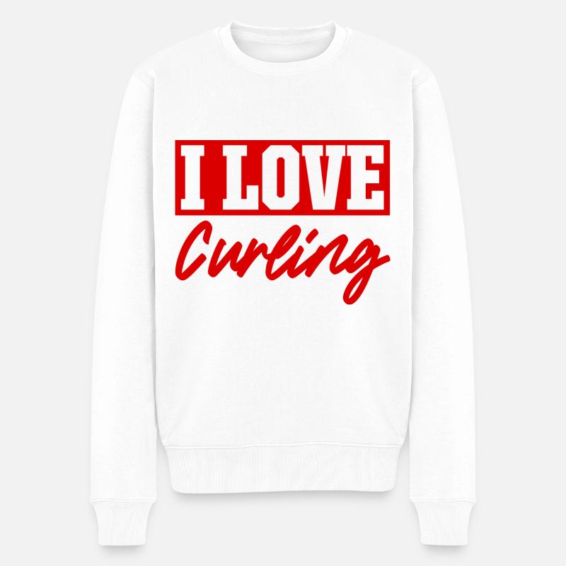 Ich liebe Curling - Männer Premium Bio Pullover - Weiß