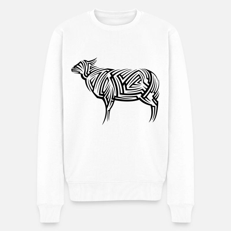 Tatouage tribal de mouton - Pull Premium bio Homme - blanc
