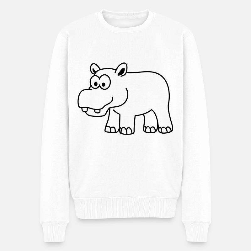 Hippo Comic Animal - Pull Premium bio Homme - blanc