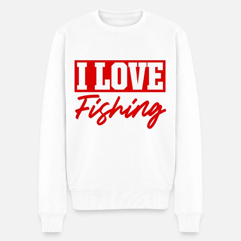 Ich Liebe Fischen - Männer Premium Bio Pullover - Weiß