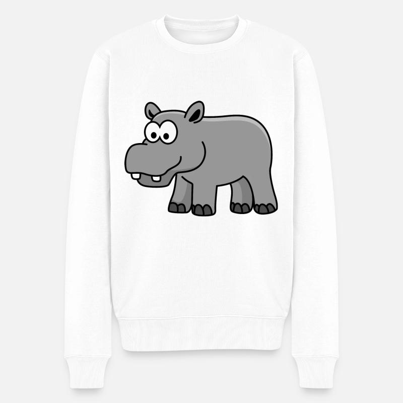 Hippo Comic Animal - Pull Premium bio Homme - blanc