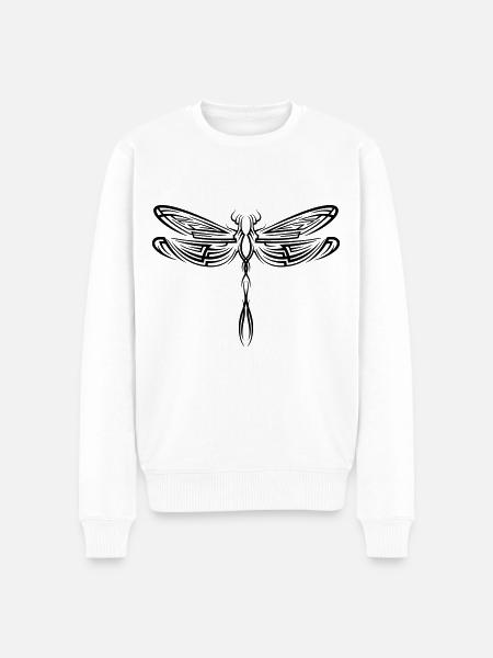 Dragon Fly Dragonfly Tribal Tattoo - Men's Premium Organic Jumper - white