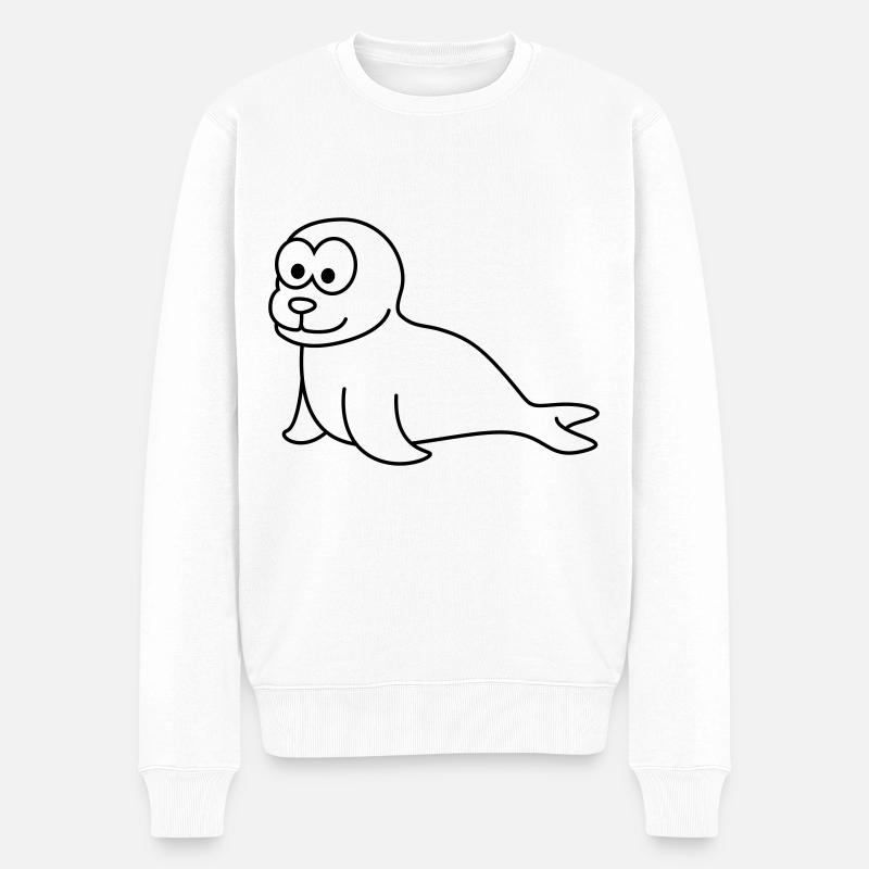 Robbe Tier Comic - Männer Premium Bio Pullover - Weiß