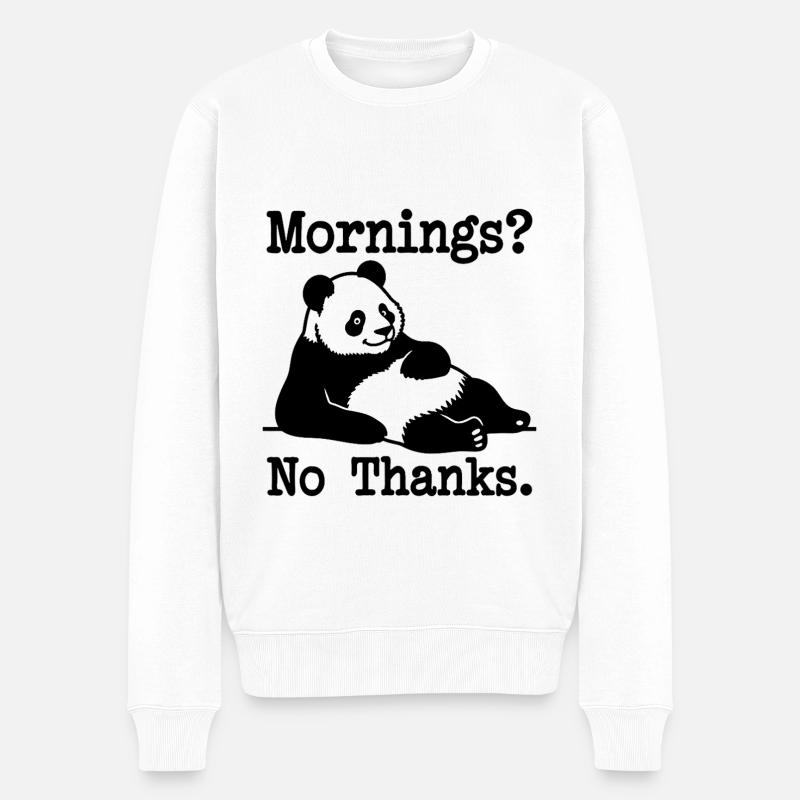 Matin? Non merci Panda - Pull Premium bio Homme - blanc