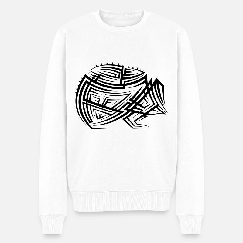 Igel Tribal Tattoo - Männer Premium Bio Pullover - Weiß