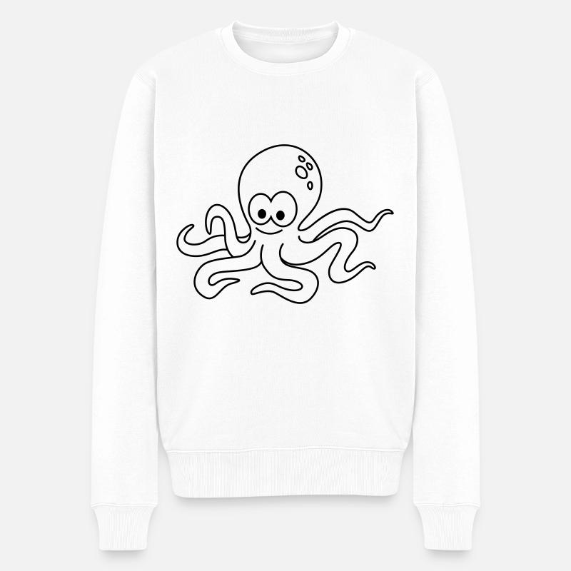 Krake Comic Tier - Männer Premium Bio Pullover - Weiß