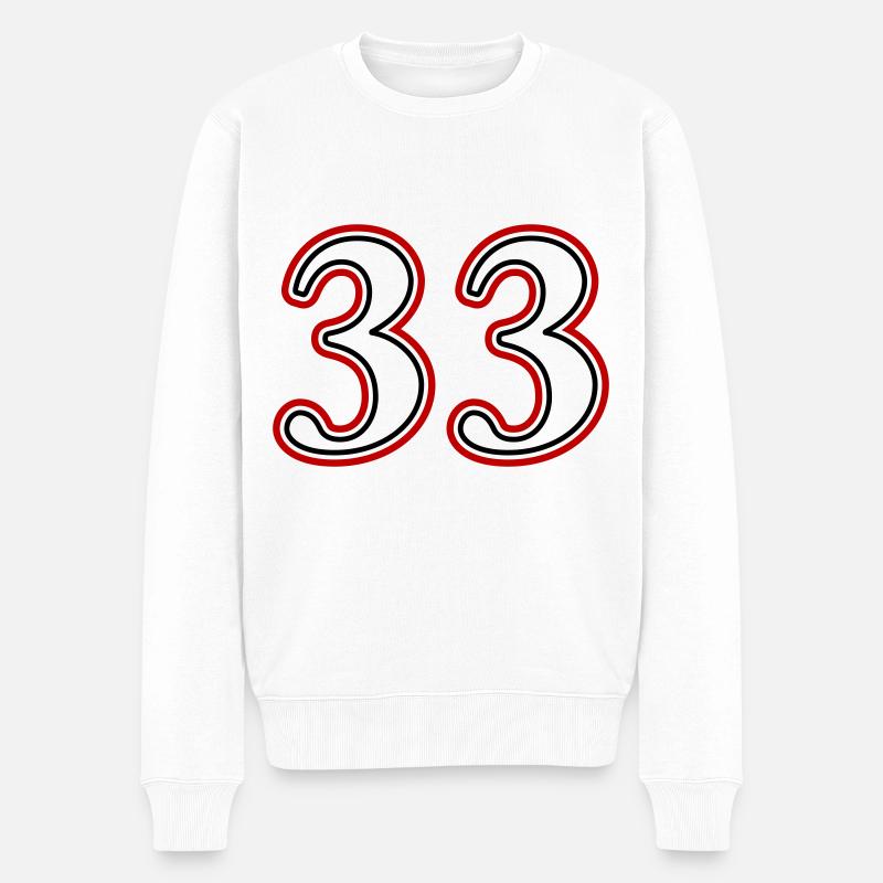 33 Zahl nummer - Männer Premium Bio Pullover - Weiß