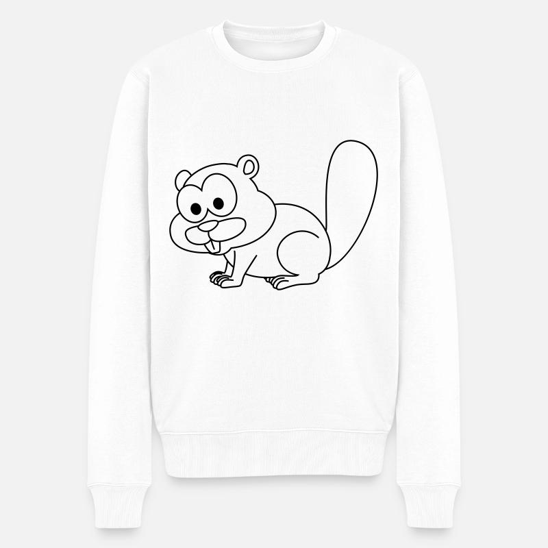 Castor Comic Animal - Pull Premium bio Homme - blanc