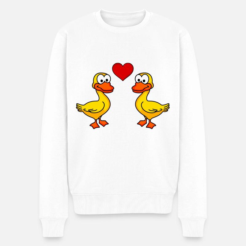 Canard Comic Couple amour - Pull Premium bio Homme - blanc