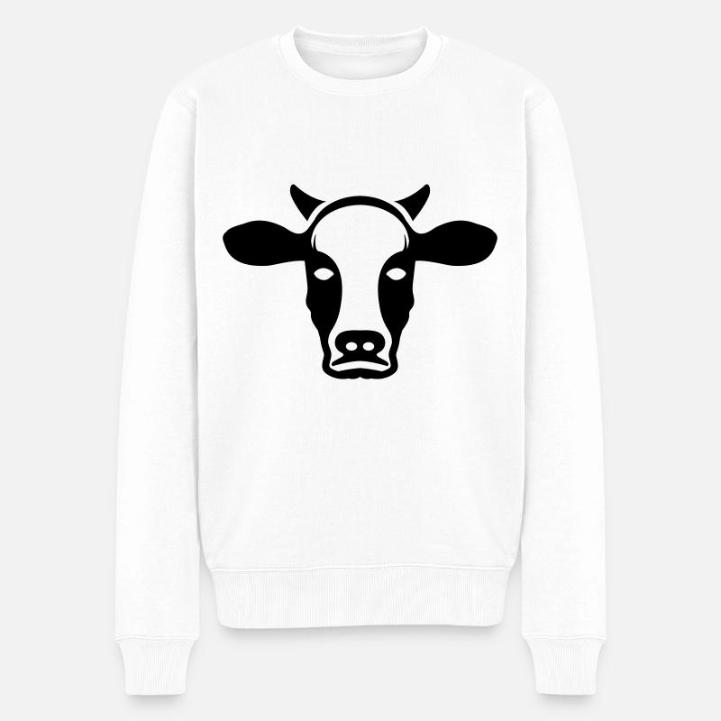 Kuh Kopf Symbol - Männer Premium Bio Pullover - Weiß