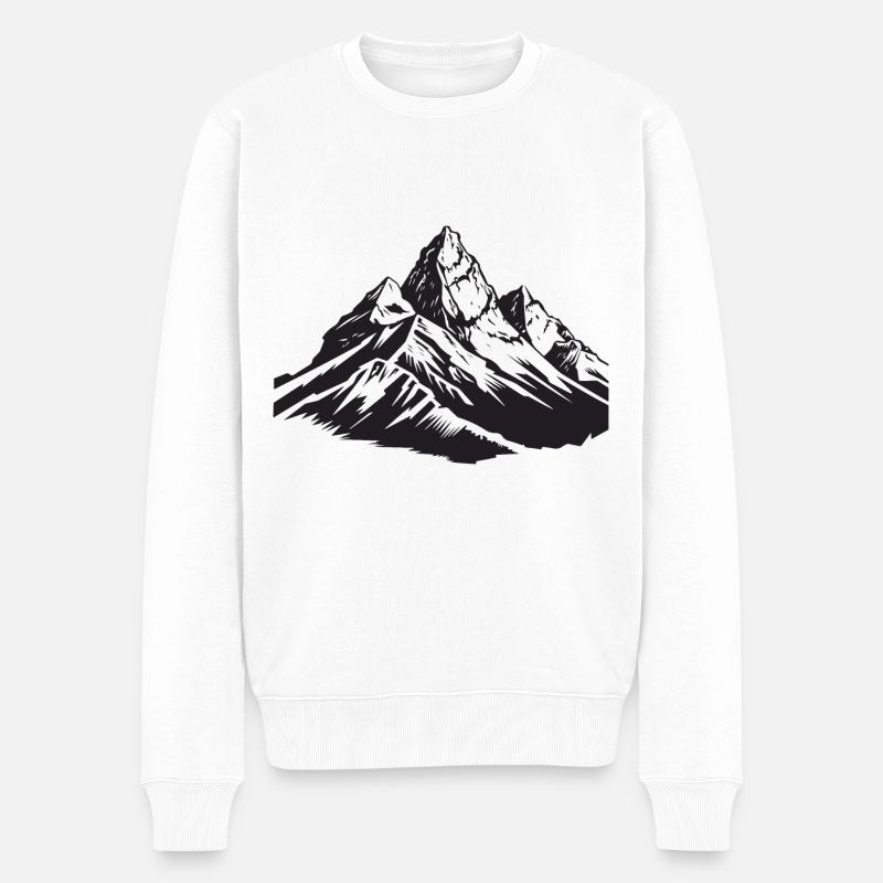 Berge Symbol Silhouette - Männer Premium Bio Pullover - Weiß