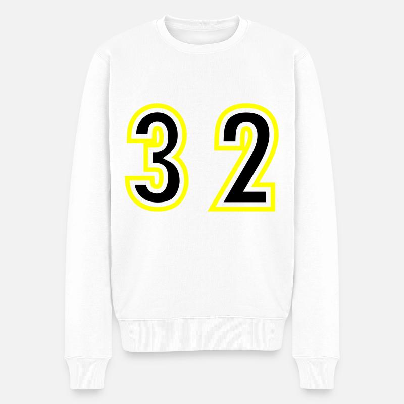 32 Zahl College - Männer Premium Bio Pullover - Weiß