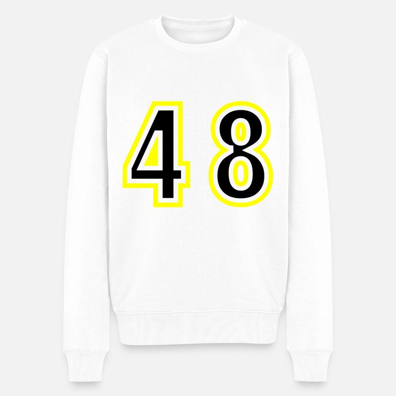 48 Zahl College - Männer Premium Bio Pullover - Weiß