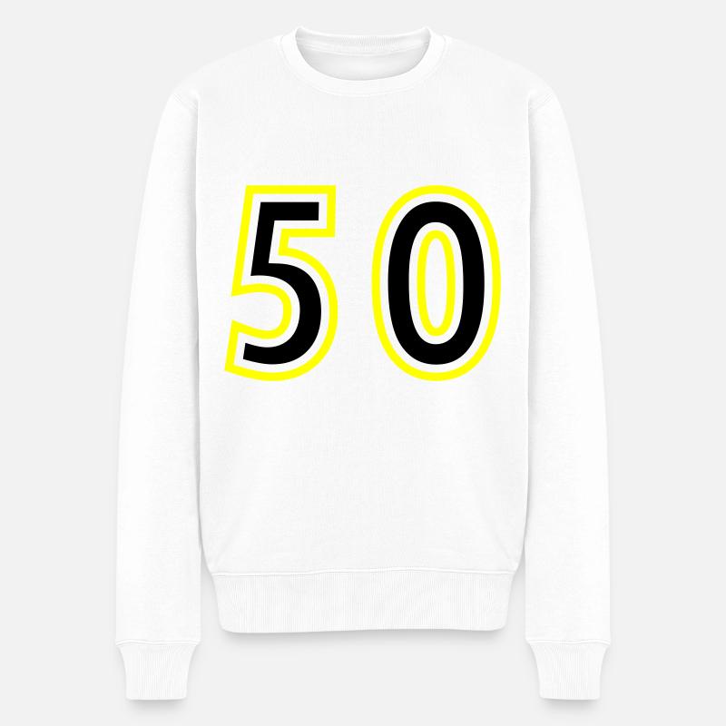 52 Zahl College - Männer Premium Bio Pullover - Weiß