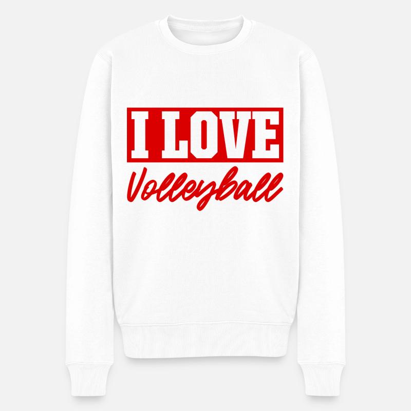 Ich liebe Volleyball - Männer Premium Bio Pullover - Weiß