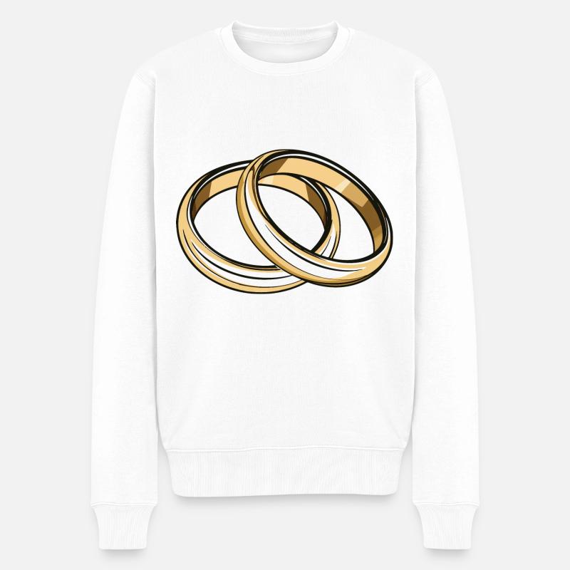 Eheringe Hochzeit - Männer Premium Bio Pullover - Weiß