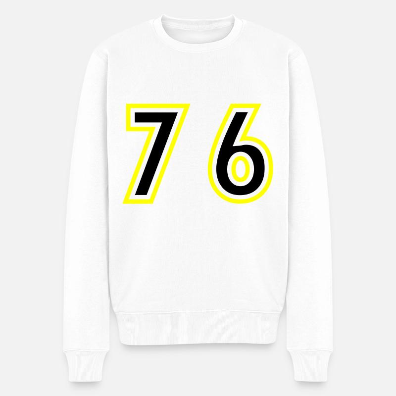 76 Zahl College - Männer Premium Bio Pullover - Weiß