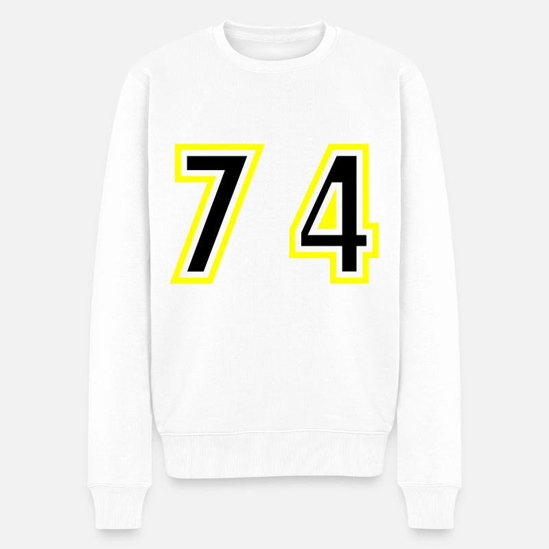 74 Nombre Collège - Pull Premium bio Homme - blanc