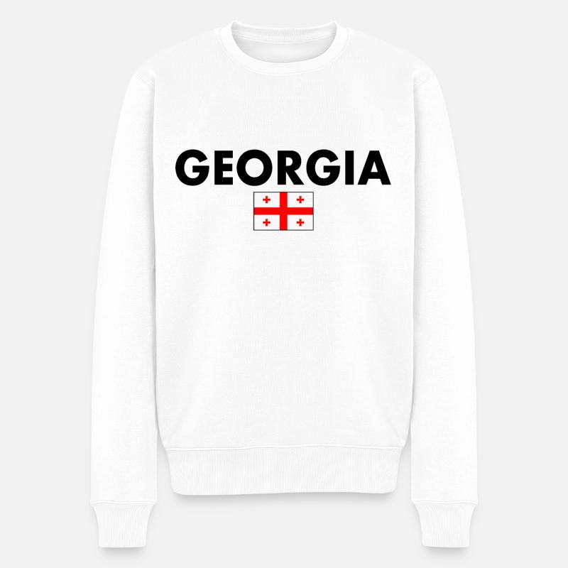 Georgien - Männer Premium Bio Pullover - Weiß