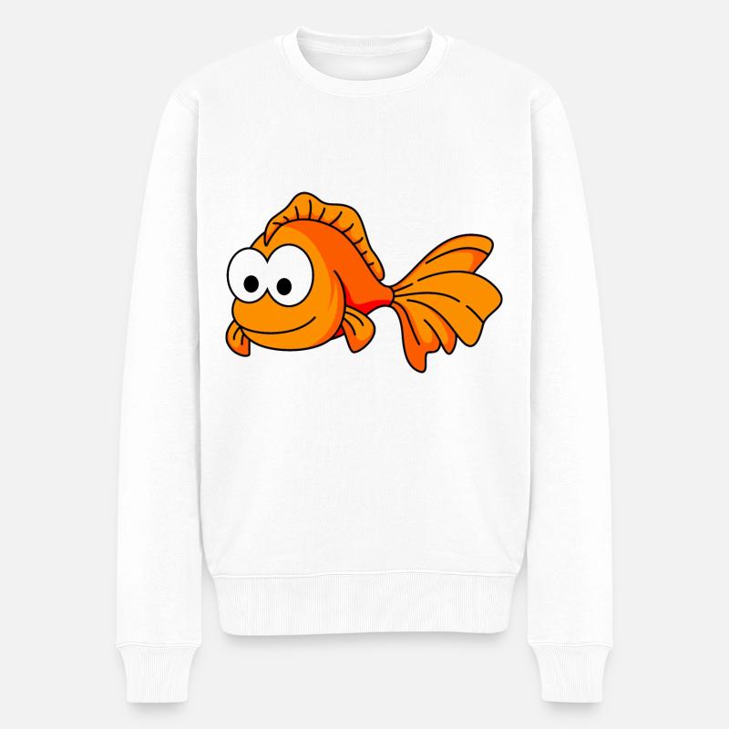 Goldfisch Comic Tier - Männer Premium Bio Pullover - Weiß