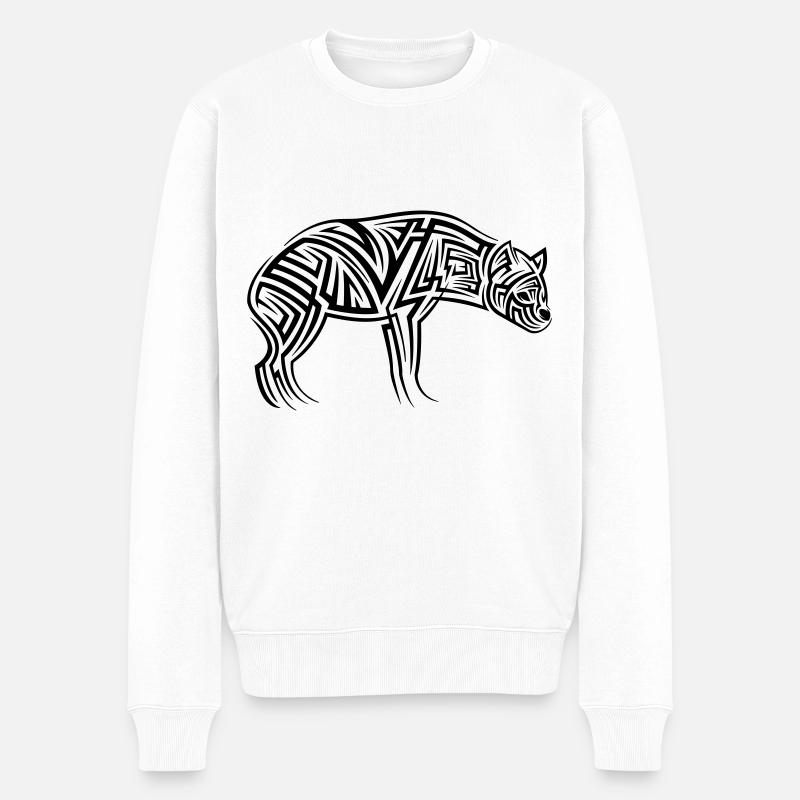 Hyäne Tribal Tattoo - Männer Premium Bio Pullover - Weiß