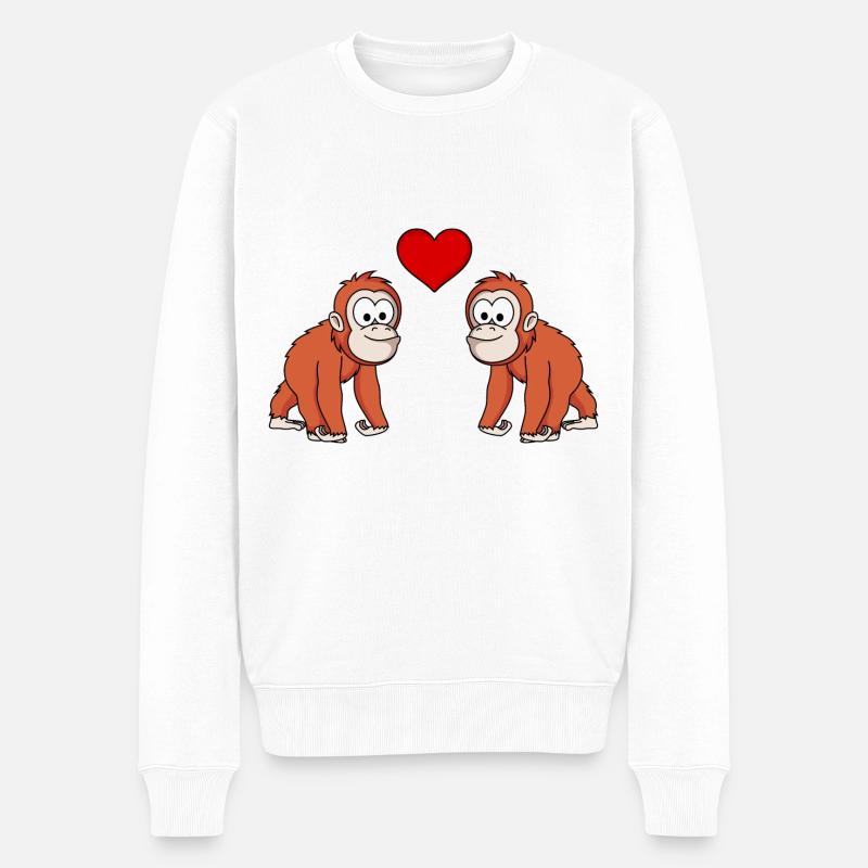 Orangutan affe Paar liebe - Männer Premium Bio Pullover - Weiß