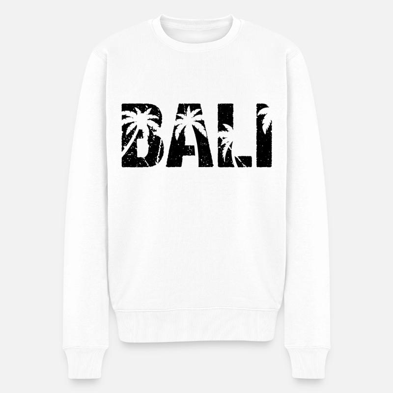 Bali Palmen Indonesien Insel Bali - Männer Premium Bio Pullover - Weiß
