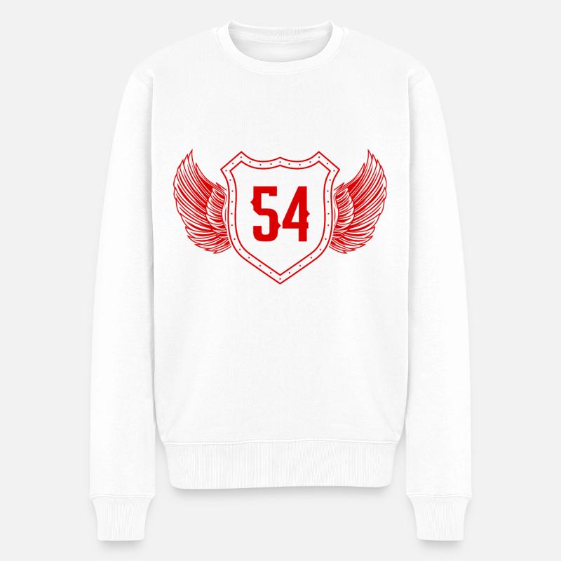54 Zahl Wappen - Männer Premium Bio Pullover - Weiß