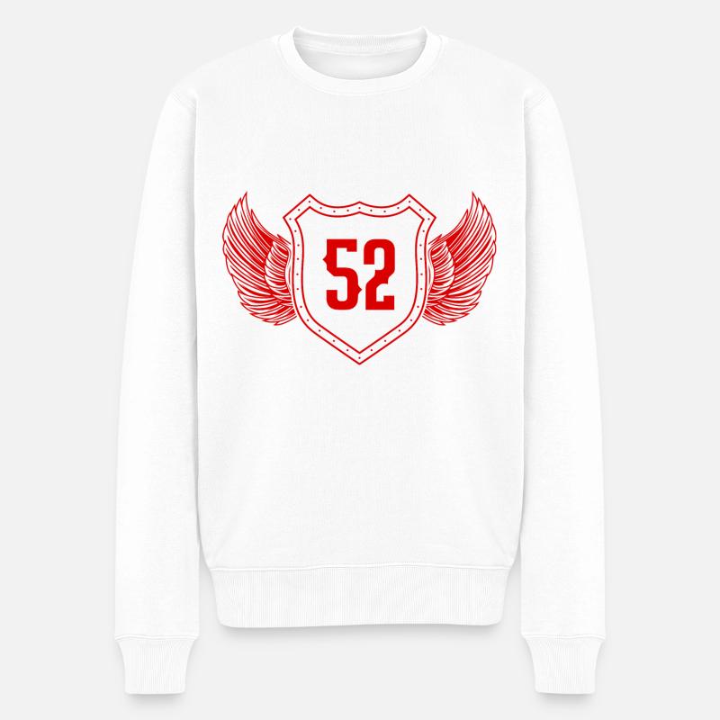 52 Zahl Wappen - Männer Premium Bio Pullover - Weiß
