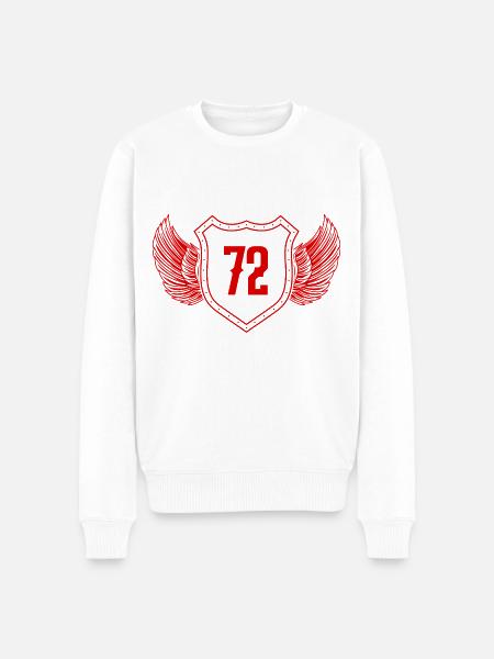 72 Zahl Wappen - Männer Premium Bio Pullover - Weiß