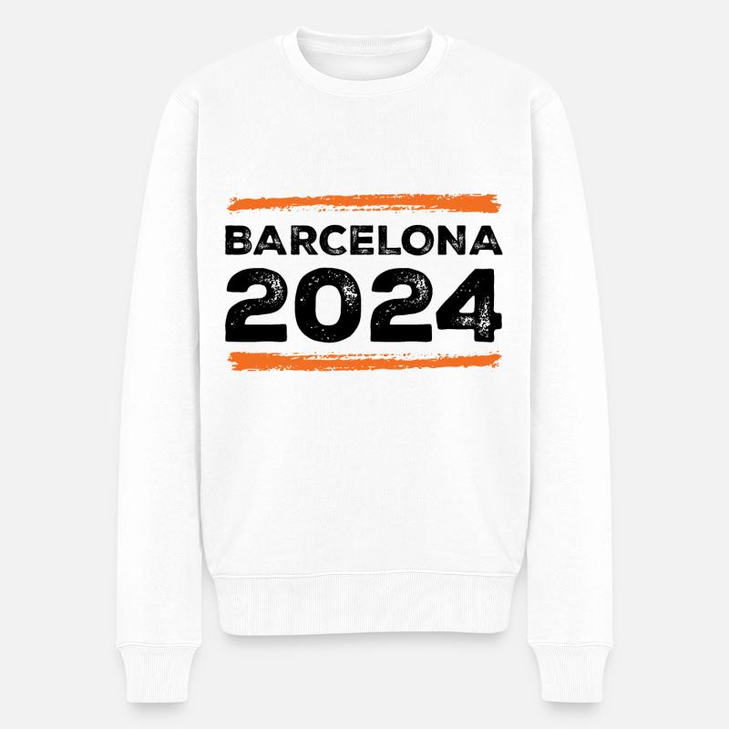 Barcelona 2024 Spruch - Männer Premium Bio Pullover - Weiß