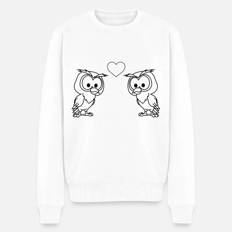 Owl Comic Couple amour - Pull Premium bio Homme - blanc