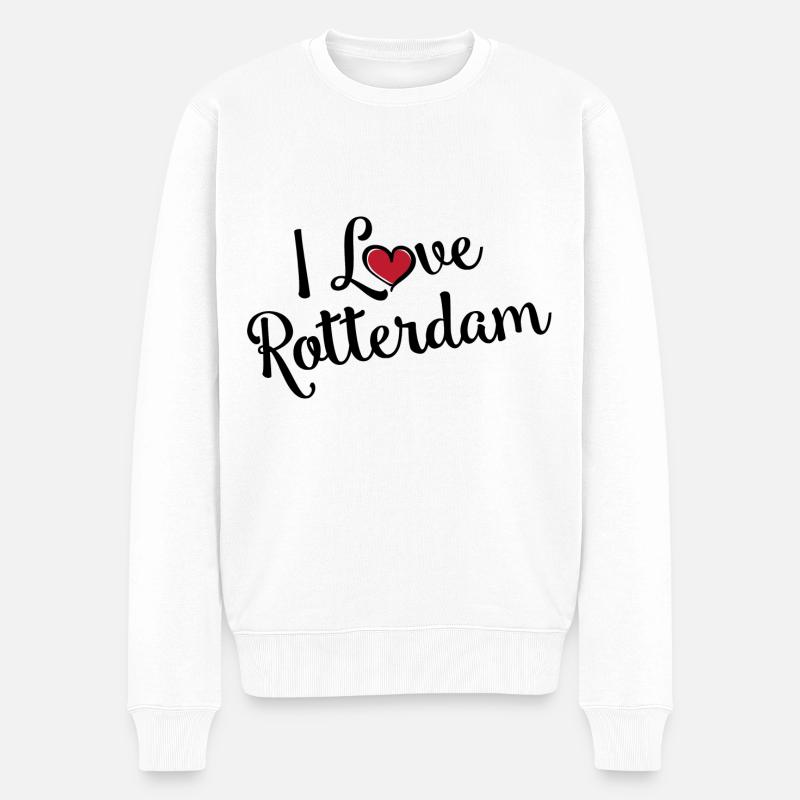 I Love Rotterdam - Männer Premium Bio Pullover - Weiß