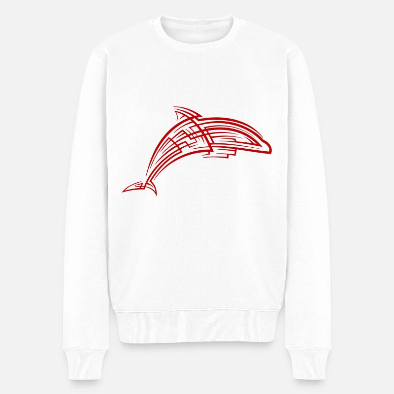 Delfin Tribal Tattoo - Männer Premium Bio Pullover - Weiß