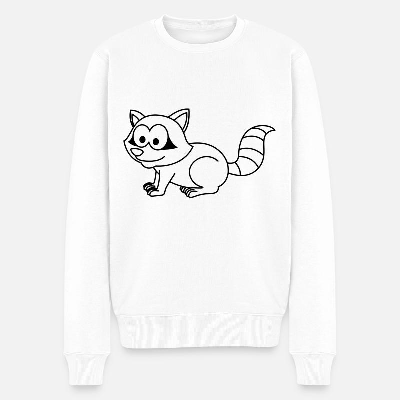 Waschbär Comic Tier - Männer Premium Bio Pullover - Weiß