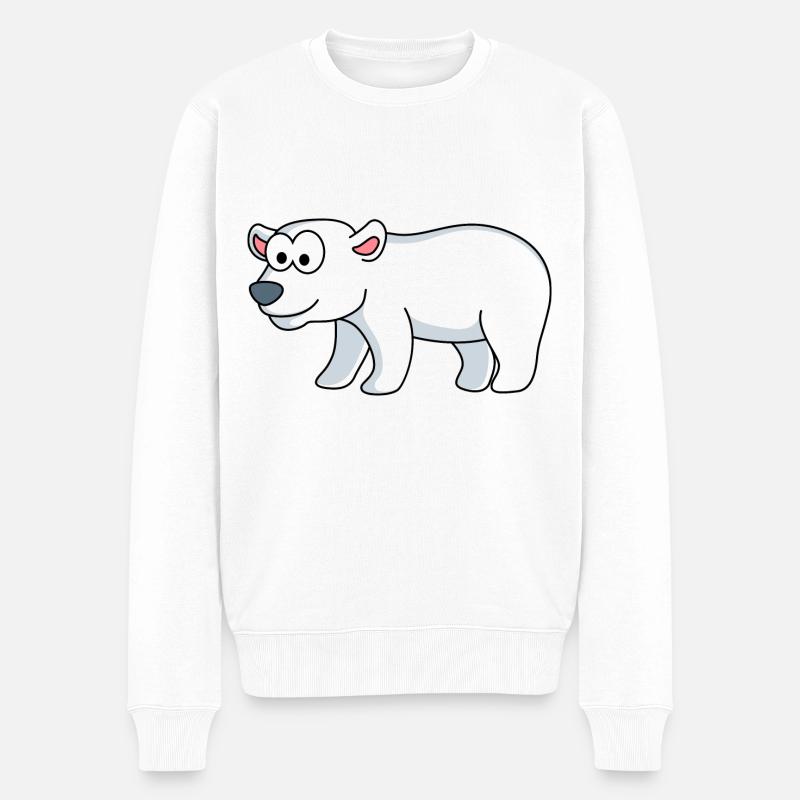 Eisbär Comic Tier - Männer Premium Bio Pullover - Weiß