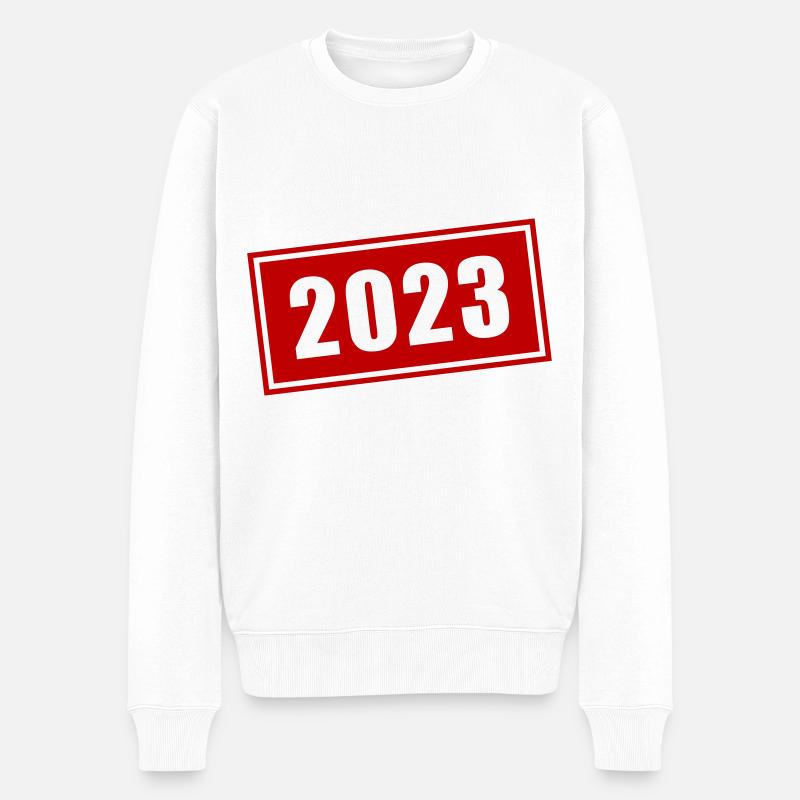 2023 Jahr - Männer Premium Bio Pullover - Weiß