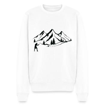 Berg 1 Boxen - Bo - Männer Premium Bio Pullover - Weiß - Vorne - Thijin (182cm)