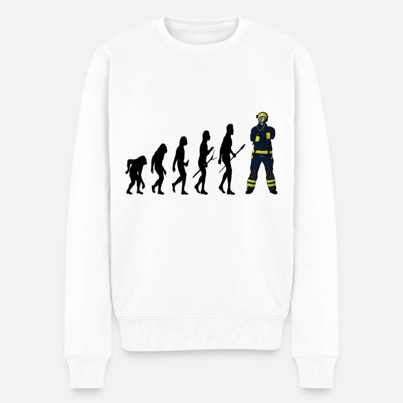 Evolution Feuerwehrmann - Männer Premium Bio Pullover - Weiß