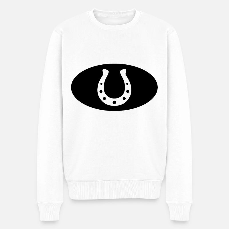 Demi-cercle et cheval - - Pull Premium bio Homme - blanc