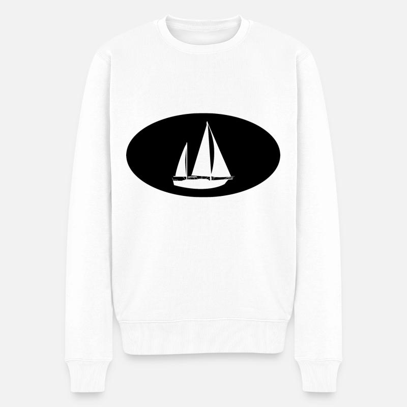 Demi-cercle et voilier - - Pull Premium bio Homme - blanc