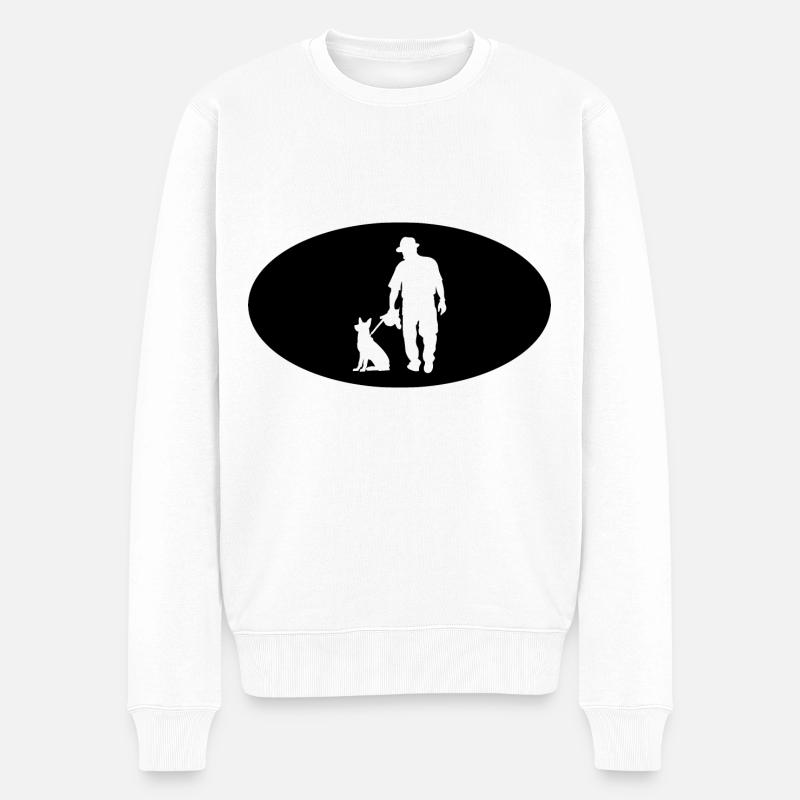 Halbkreis und Hund - (4) - Männer Premium Bio Pullover - Weiß