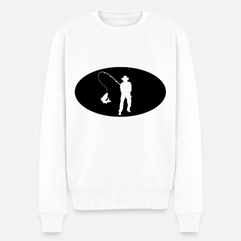 Demi-cercle et pêche - - Pull Premium bio Homme - blanc
