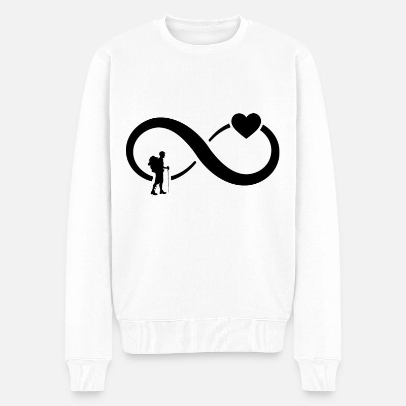 Unendlichkeit Herz und Wandern - - Männer Premium Bio Pullover - Weiß