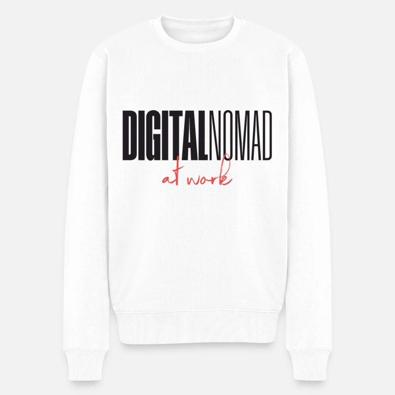 Digitalnomad au travail - Pull Premium bio Homme - blanc