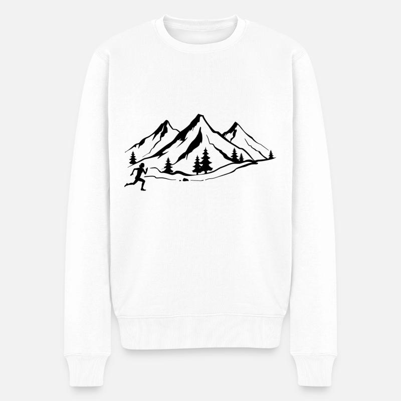 Montagne 1 et course à pied - - Pull Premium bio Homme - blanc